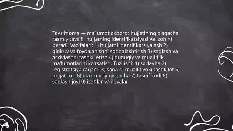 Maʼlumot axborot hujjatlari: tavsifnoma va tavsiyanoma 4