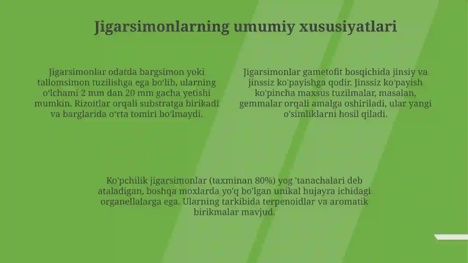 Jigarsimonlar va moxlarni o'rganish 4