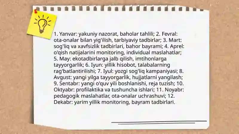 Yillik sinf rahbarining ish rejasi 4