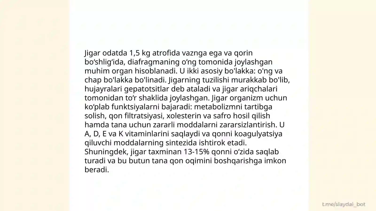 Jigar faoliyati, o't safro fiziologiyadi 4