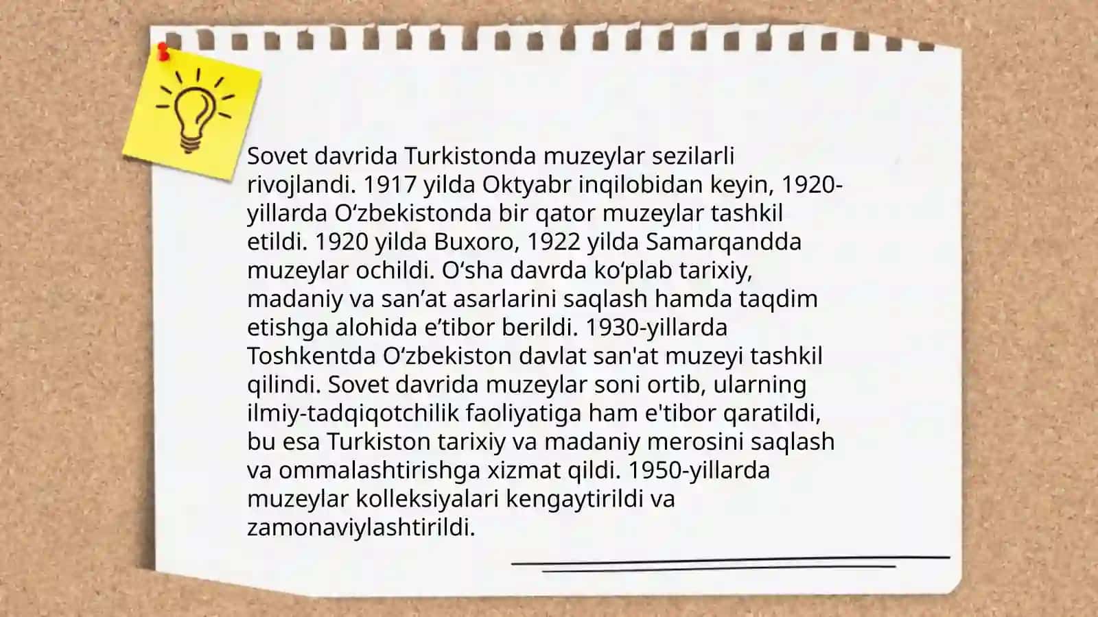 Turkistonda muzey ishining shakllanishi va bosqichlari 4