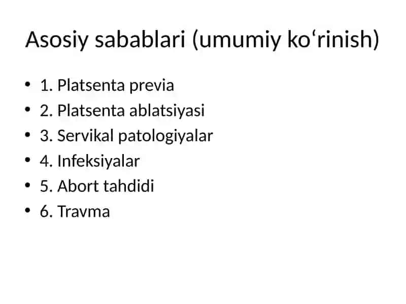 Homiladorlikning ikkinchi davrida qon ketish 4