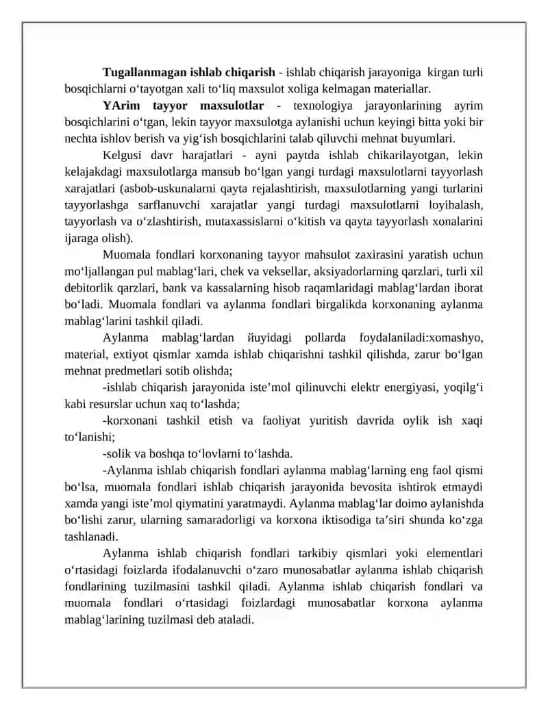 Korxonaning aylanma mablag‘lari 4