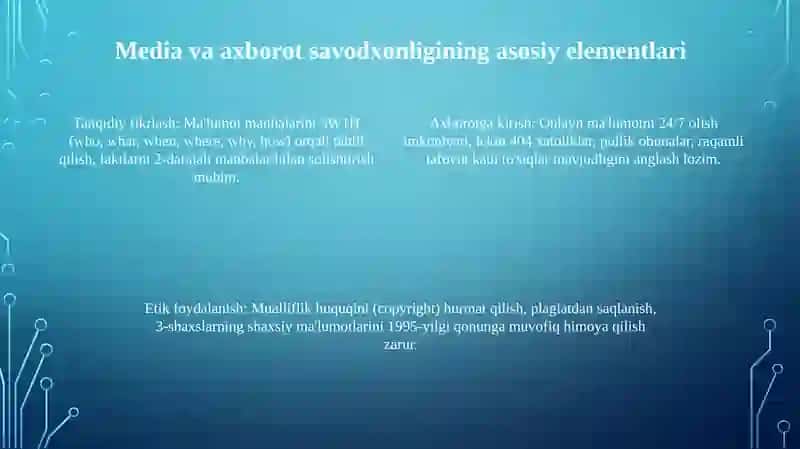 Media va axborot savodxonligi 4
