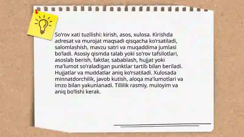 Soʻrov xati tasdiq xati farmoyish xati 4