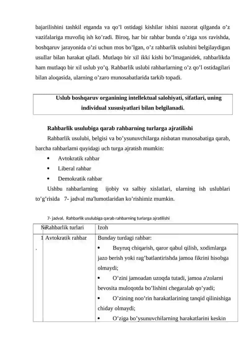 Menejerni rahbarlik uslubi va boshqarishdagi o’rni 4