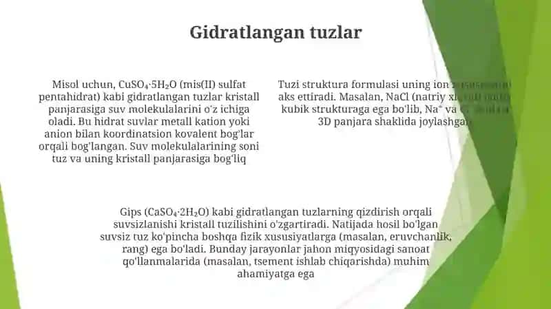 Tuzlarning struktura formulasini tuzilish 4