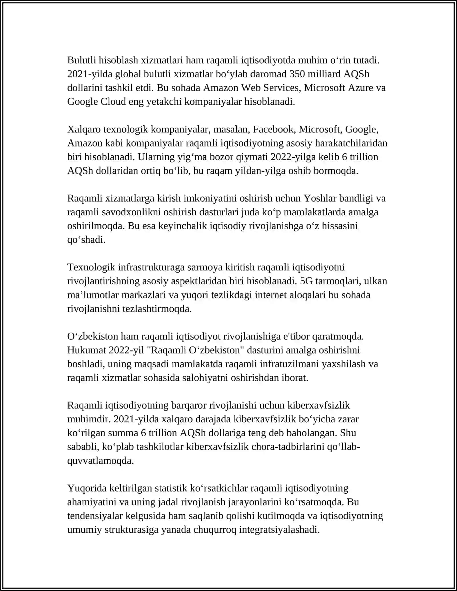 IQTISODIYOTDA AXBOROT KOMMUNIKATSION TEXNOLOGIYALAR VA TIZIMLAR 4