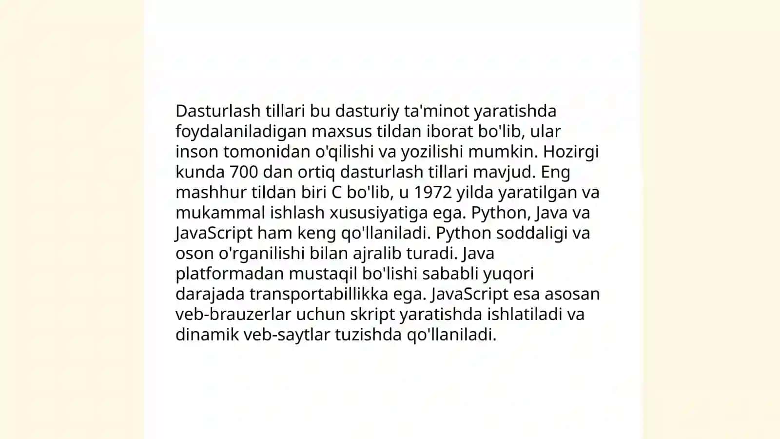Zamonaviy dasturlash tizimi. Dasturlash asoslari 4