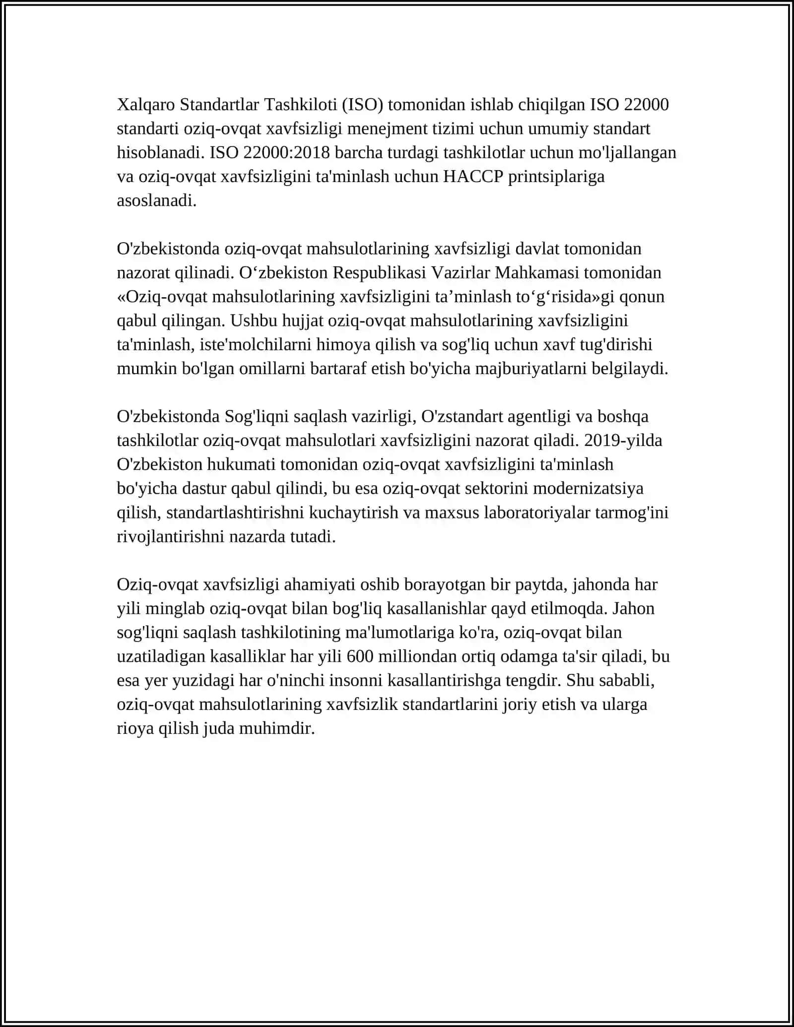 OZIQ-OVQAT MAHSULOTLARINING XAVFSIZLIGI 4