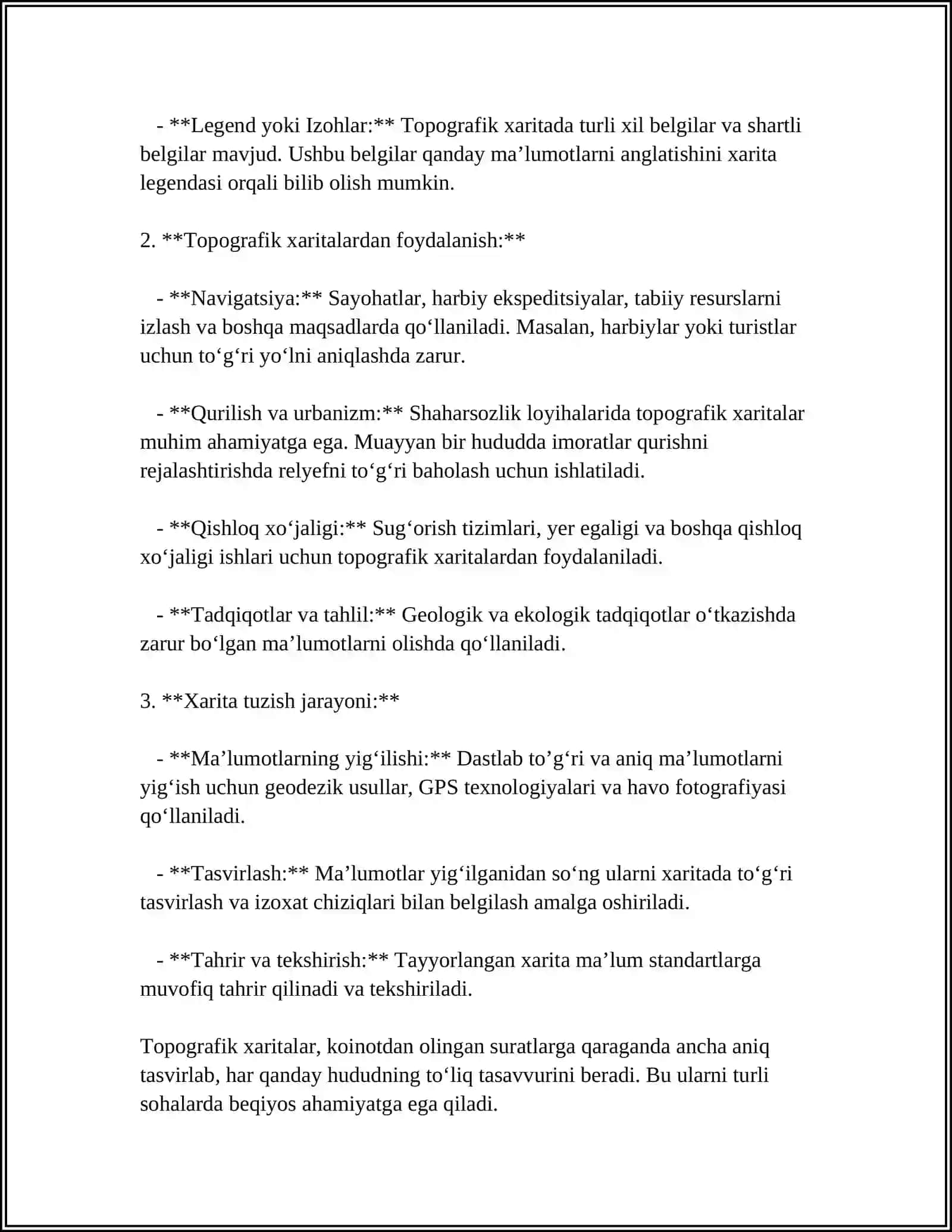 TOPOGRAFIK KARTADA BERILGAN YONALISH PROFILINI CHIZISH 4