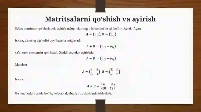 Matritsa haqida tushuncha 4