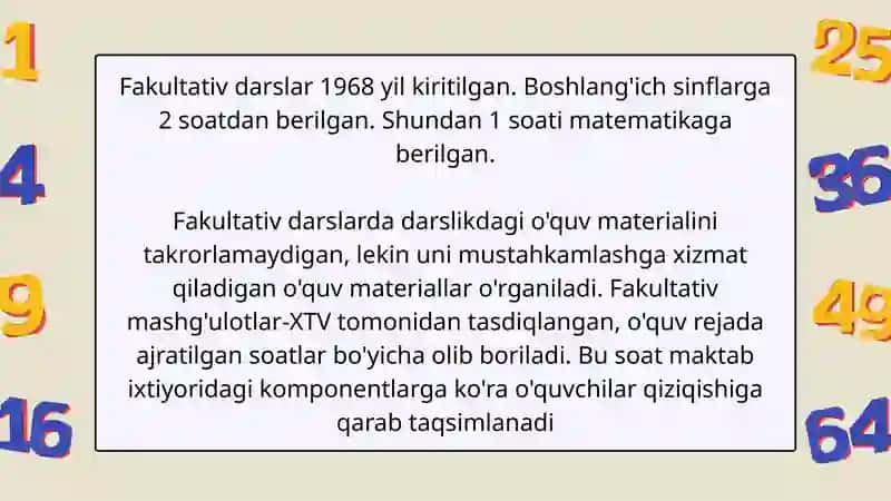 Fakultativ mashg'ulotlar 4
