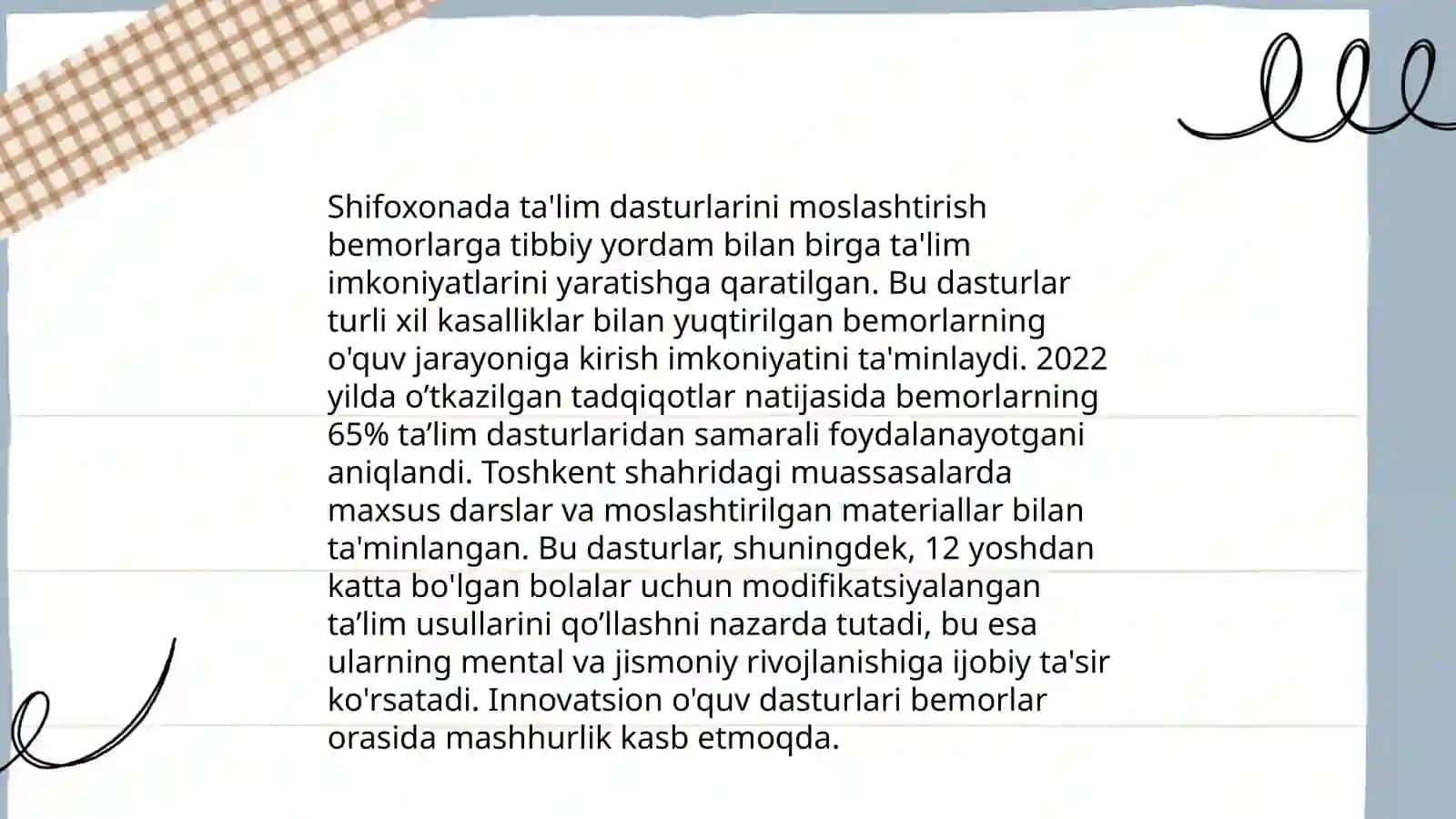 Kasalxonada ta'limiy muhitni shakllantirish 4