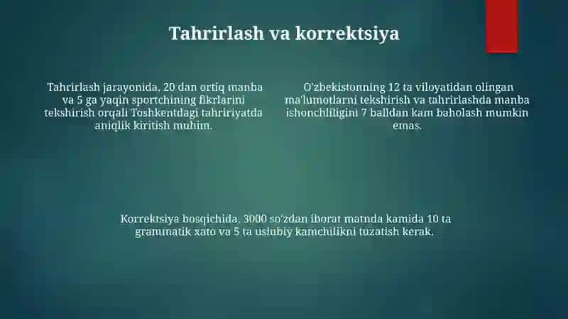 Sport jurnalistikasi haqida esse yozish 4