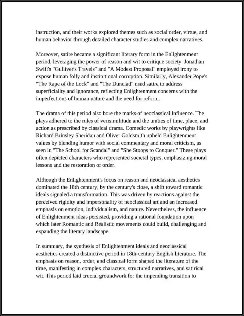 FROM ENLIGHTENMENT TO ROMANTICISM AND REALISM: MAJOR TRANSFORMATIONS IN ENGLISH LITERATURE 4