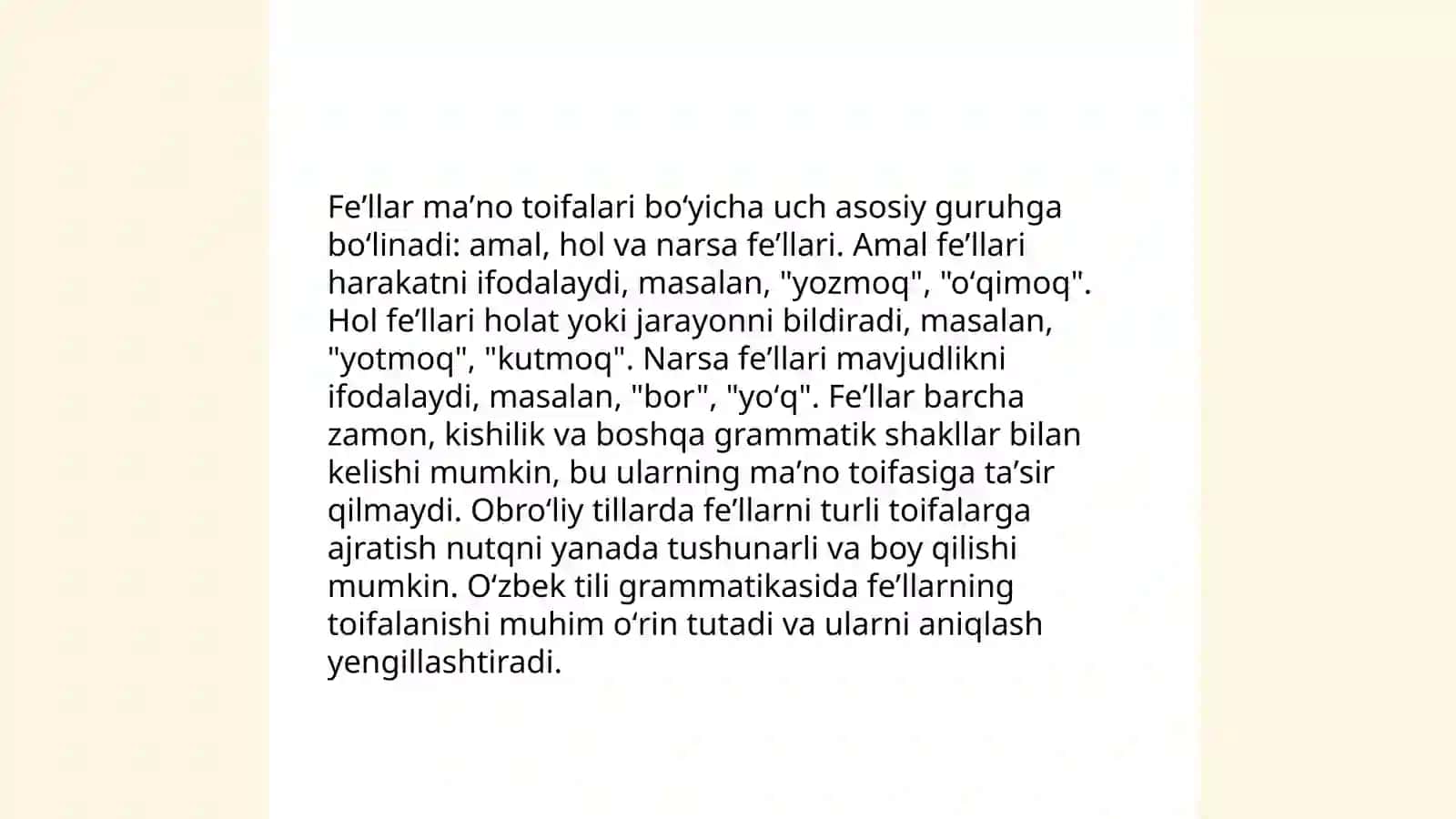 Feʼl soʻz turkumi 4