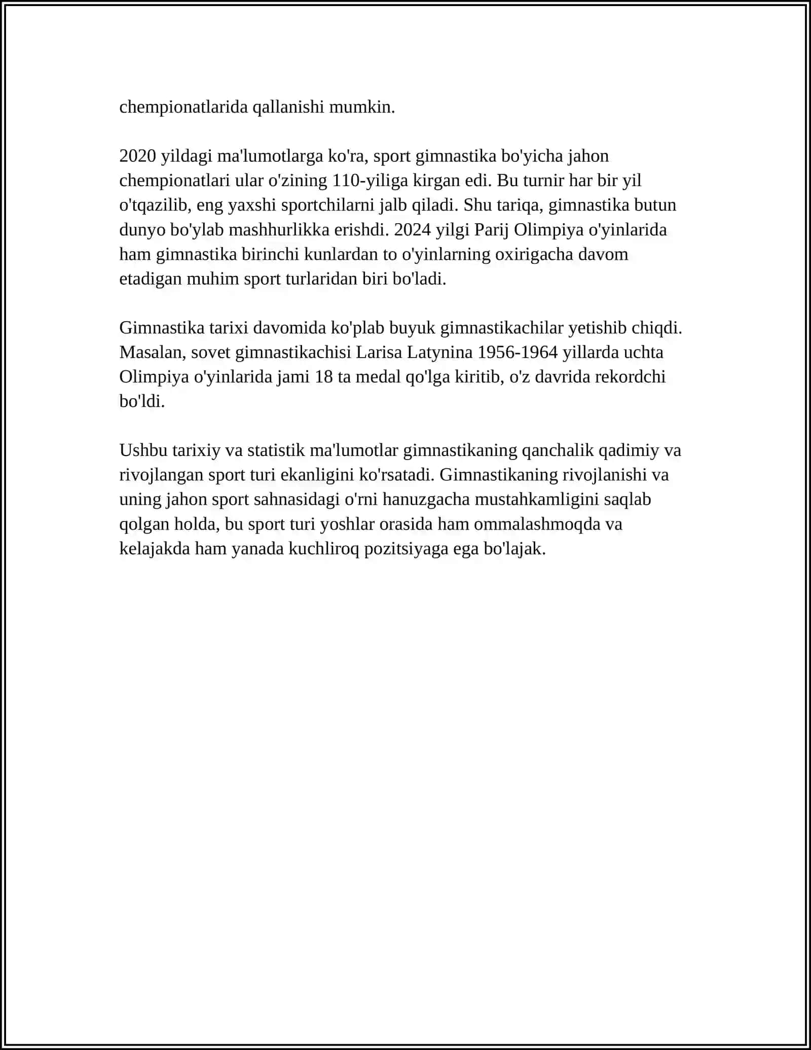 MUSTAQIL ISH Mavzu: GIMNASTIKA VA UNING TURLARI 4