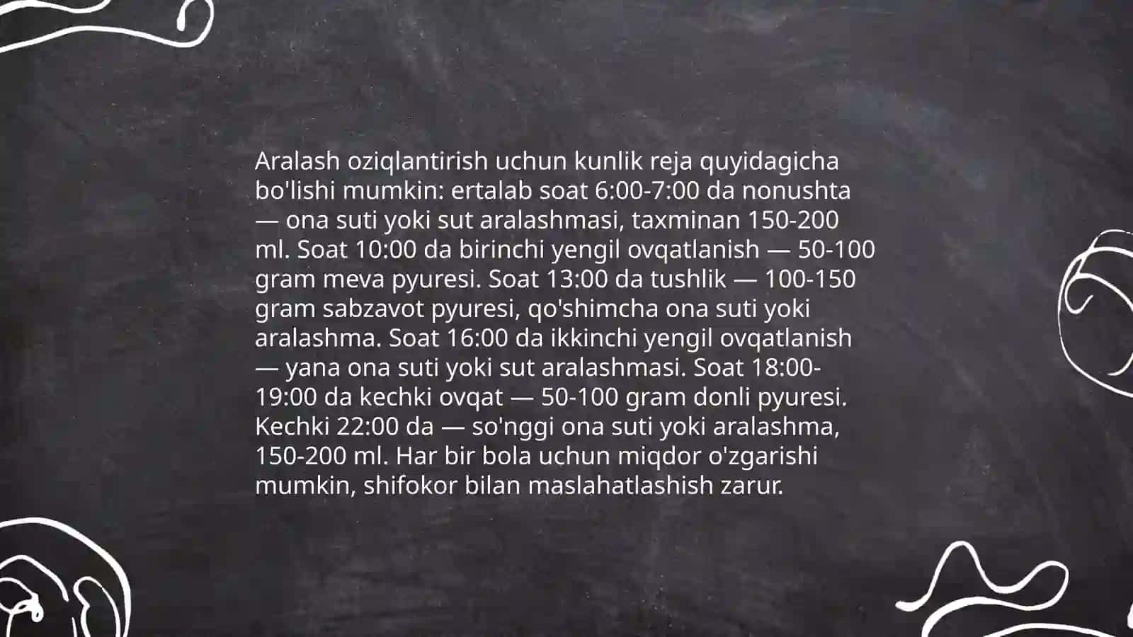 Bir yoshgacha bo’lgan bolalarni aralash oziqlantirish 4