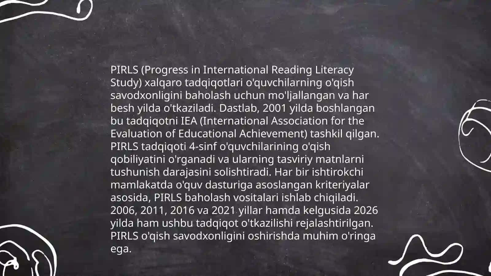 PIRLS tadqiqotlari haqida maʼlumot 4