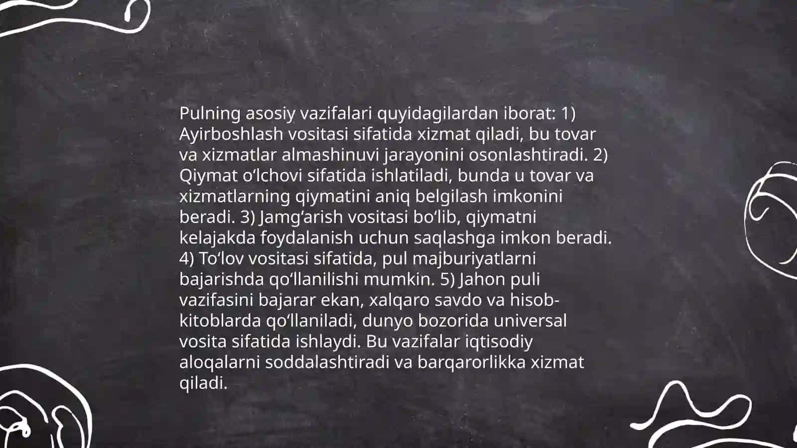 Pulning aylanmasi va uning tarkibi 4