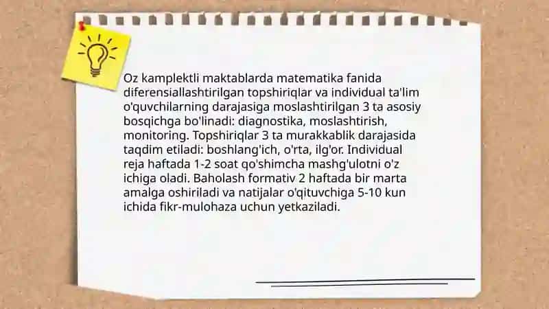 Oz kamplektli maktablarda matematika o‘qitish xususiyatlari 4