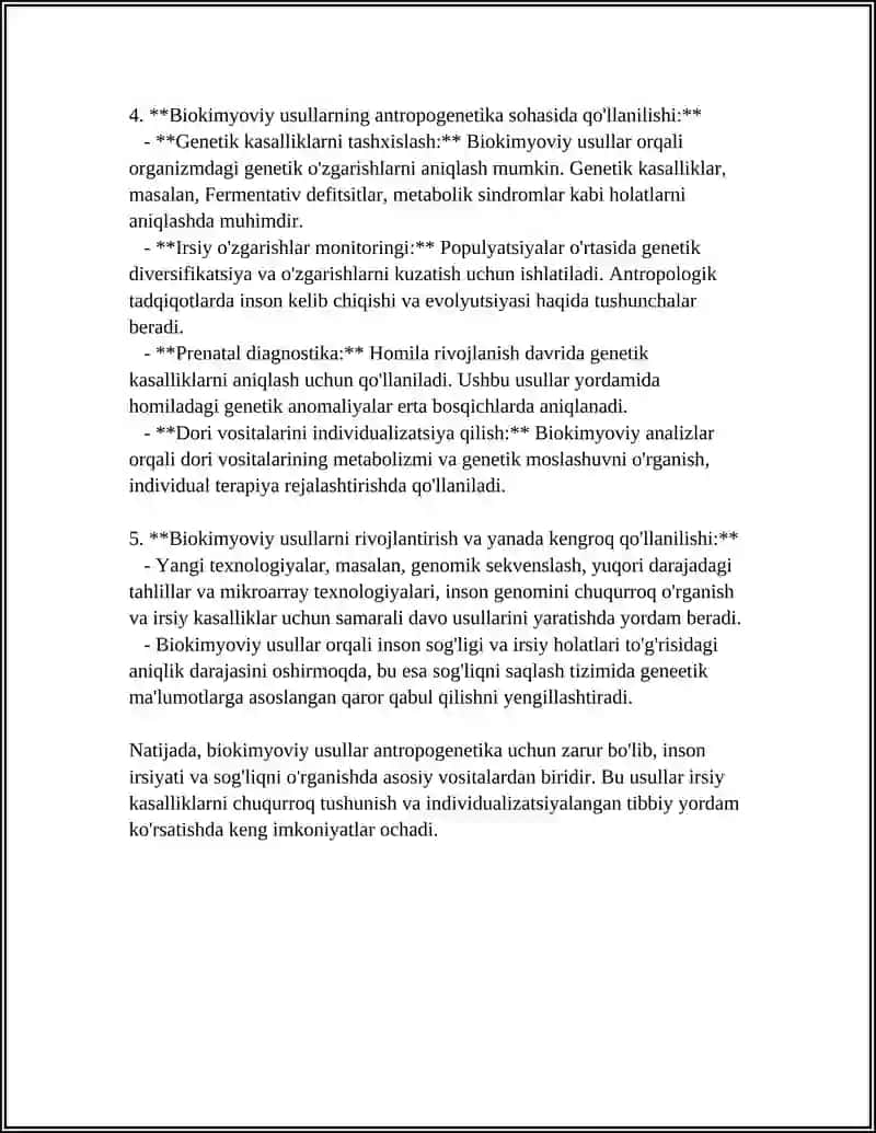 ANTROPOGENETIKA USULLARI: BIOKIMYOVIY VA SITOGENETIK USUL 4