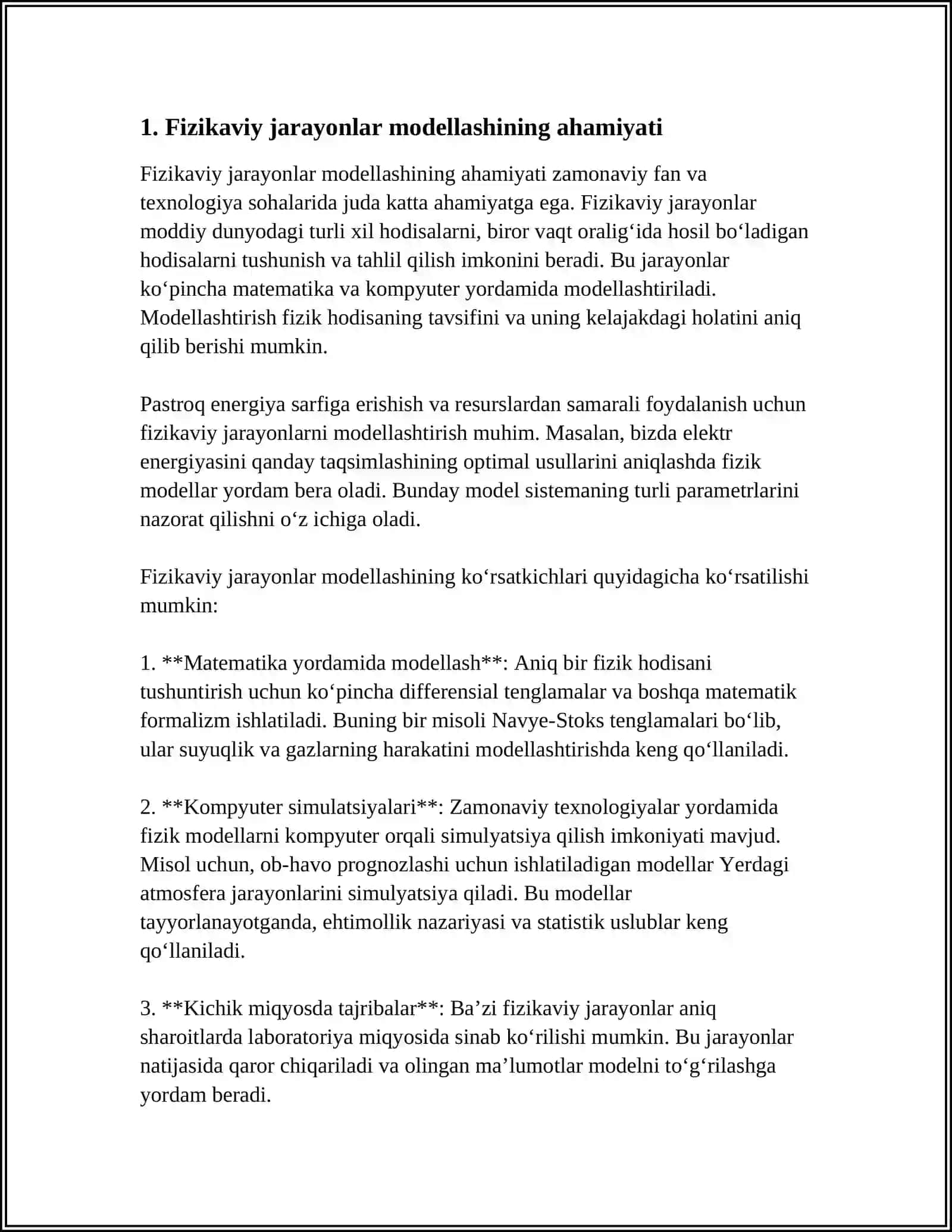 FIZIKAVIY JARAYONLARNI MODELLASHTIRISH IMKONIYATINI BERUVCHIDASTURIY VOSITALAR ORQALI FIZIKAVIY JARAYONLARNI MODELLASHTIRISH 4