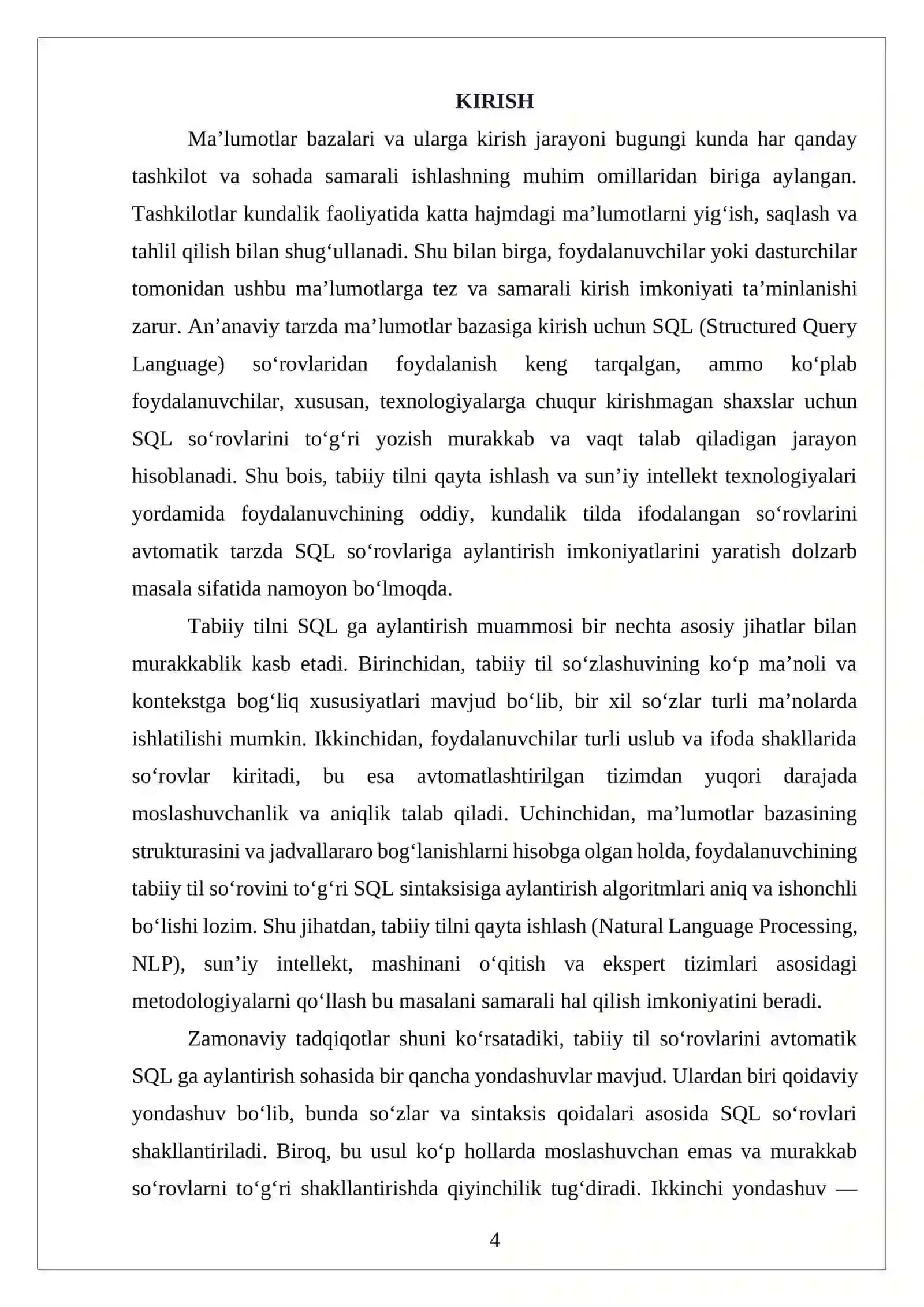 TABIIY TILDAGI SO'ROVLARNI SQL GA AYLANTIRUVCHI BOT 4