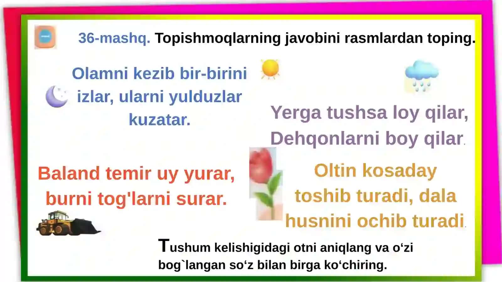 4-sinf, Onatili, Tushum keishigi 4