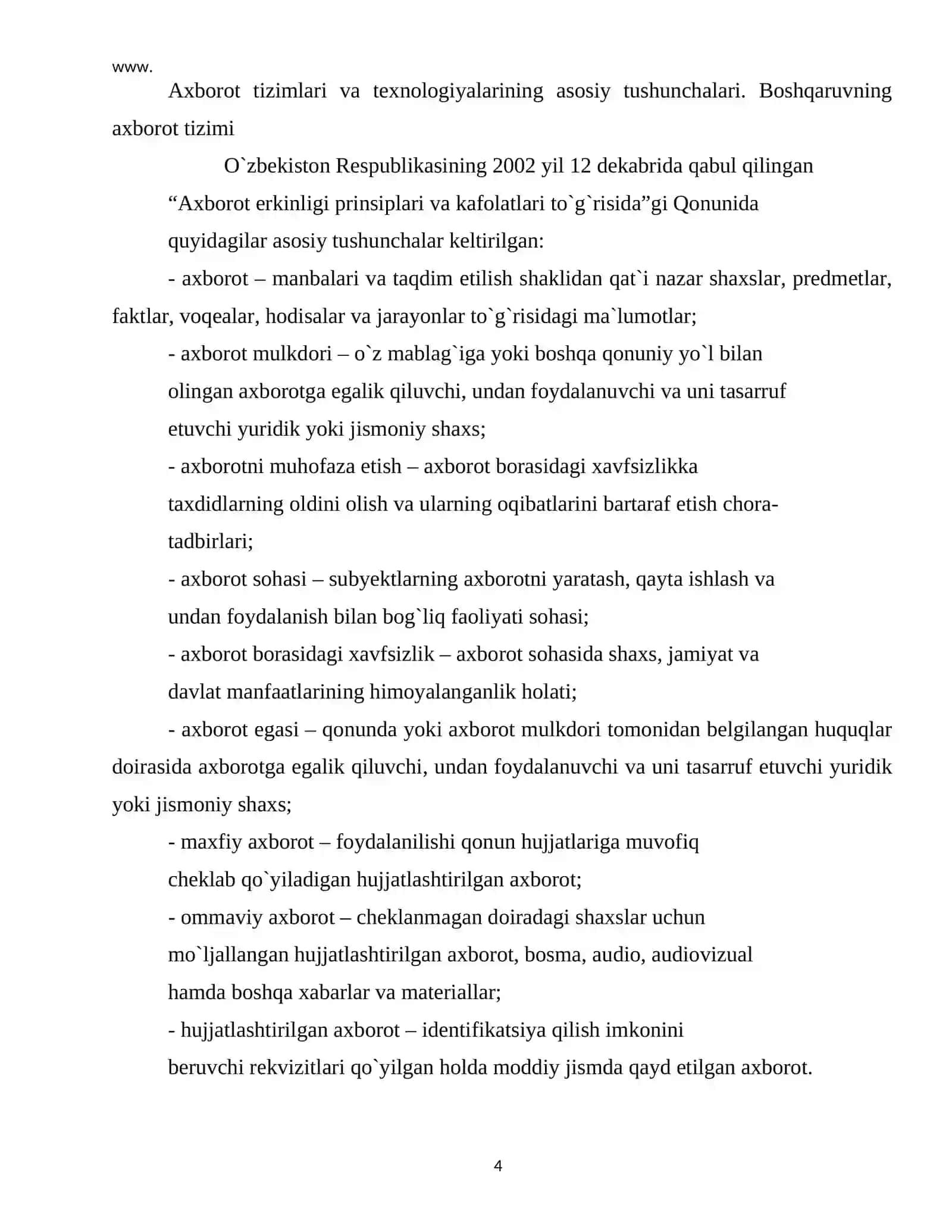 Axborot xavfsizligini ta`minlash masalalari 4