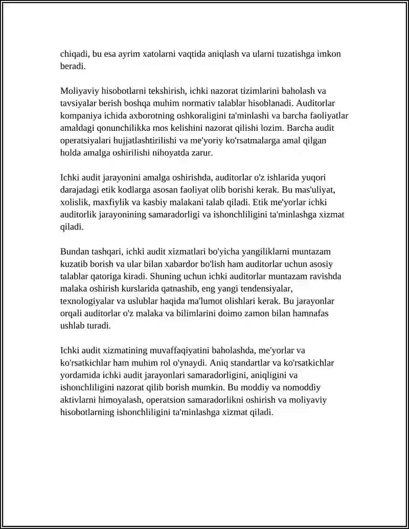 ICHKI AUDIT HIZMATLARINI TASHKIL ETISH 4