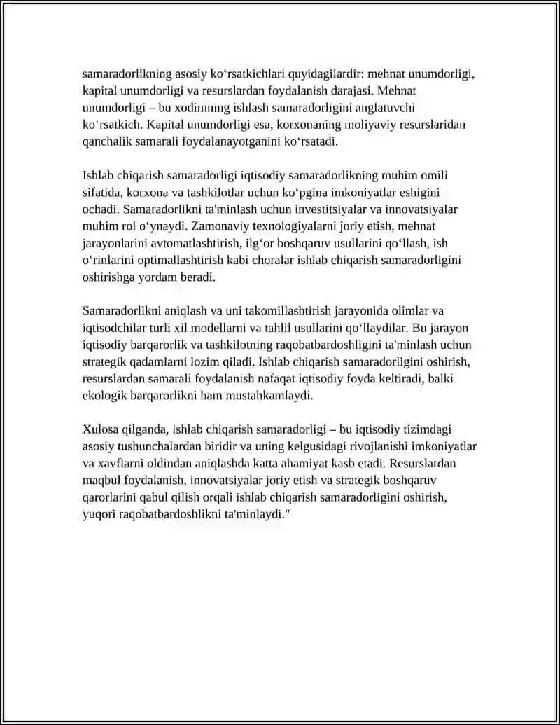 ISHLAB CHIQARISH SAMARADORLIGI VA UNING KORSATGICHLARI 4