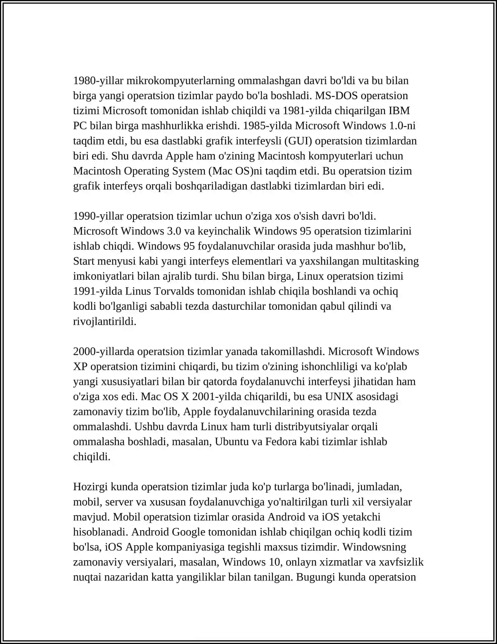 ZAMONAVIY OPERATSION TIZIMLAR TAHLILI 4