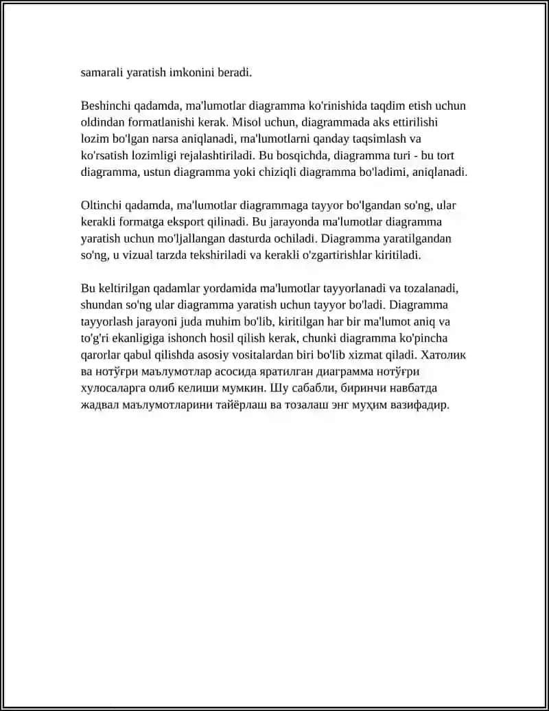 JADVAL ASOSIDA BIROR DIAGRAMMA YASATISH 4