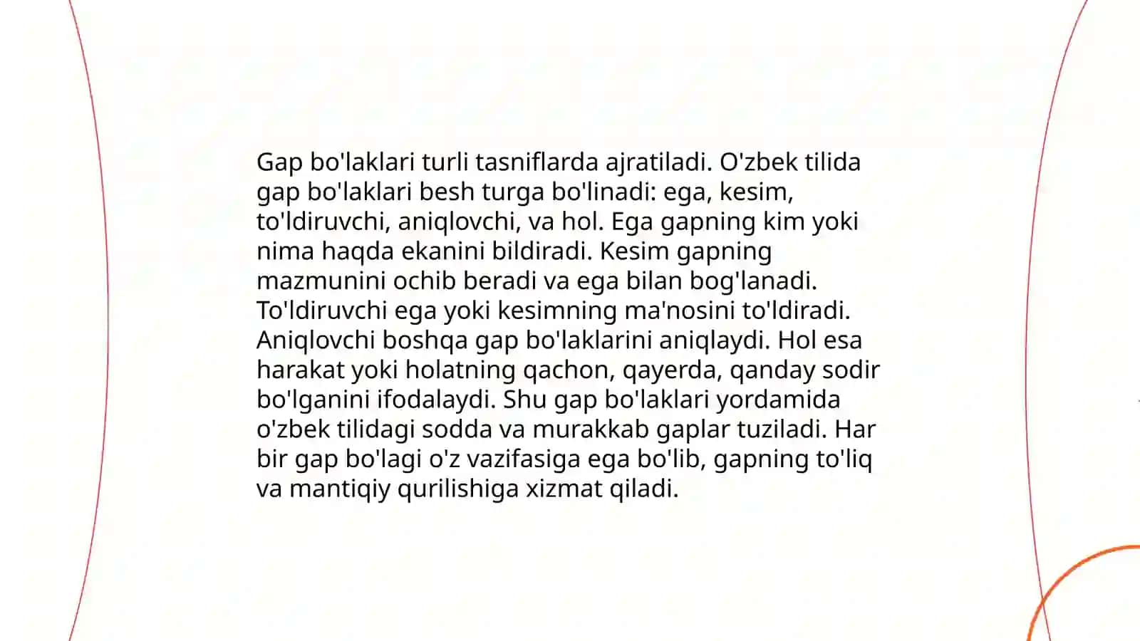Sintaksis. Gap boʻlaklari 4