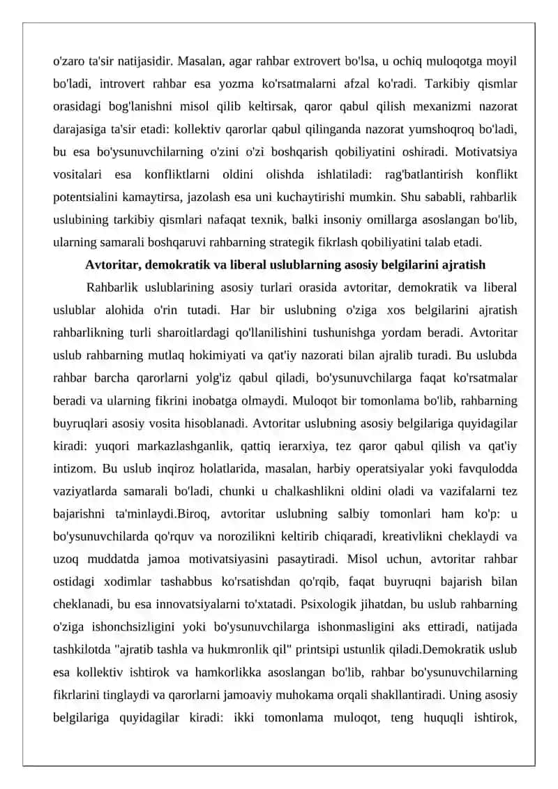 Rahbarlik uslublari 4