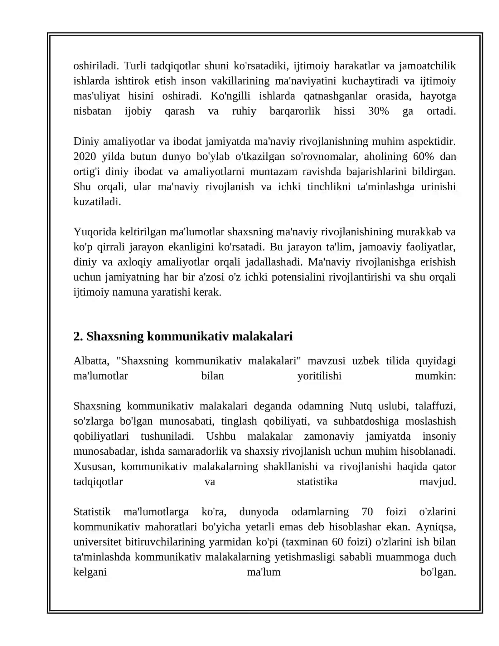 SHAXSNING MALAKA VA ODATLARI mavzusida tayyor mustaqil ta'lim 4