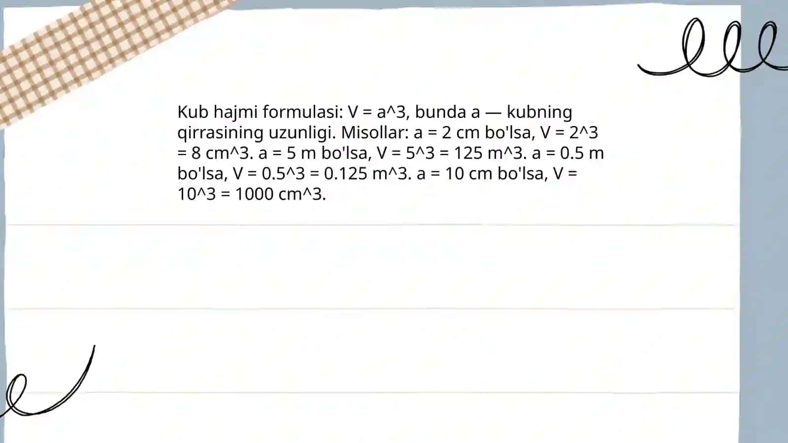 Kuboid va kubni hajmini topish 4