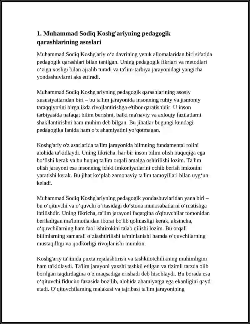 Muhammad Sodiq Koshg'ariyning Pedagogik Qarashlari 4
