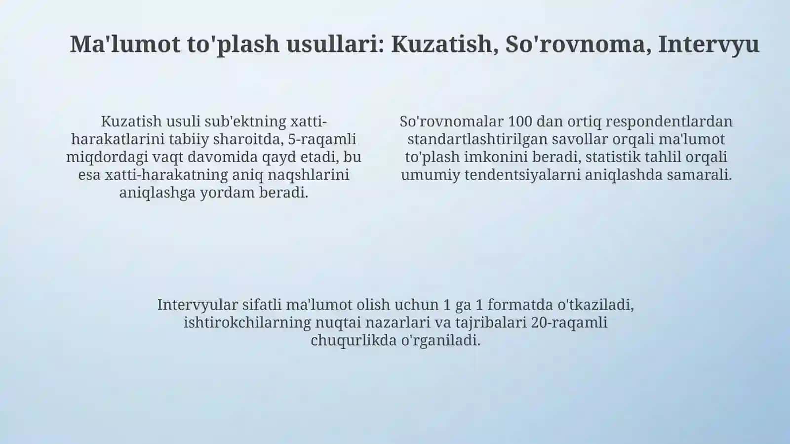 Psixologik ma'lumotlarni to'plash usullari 4