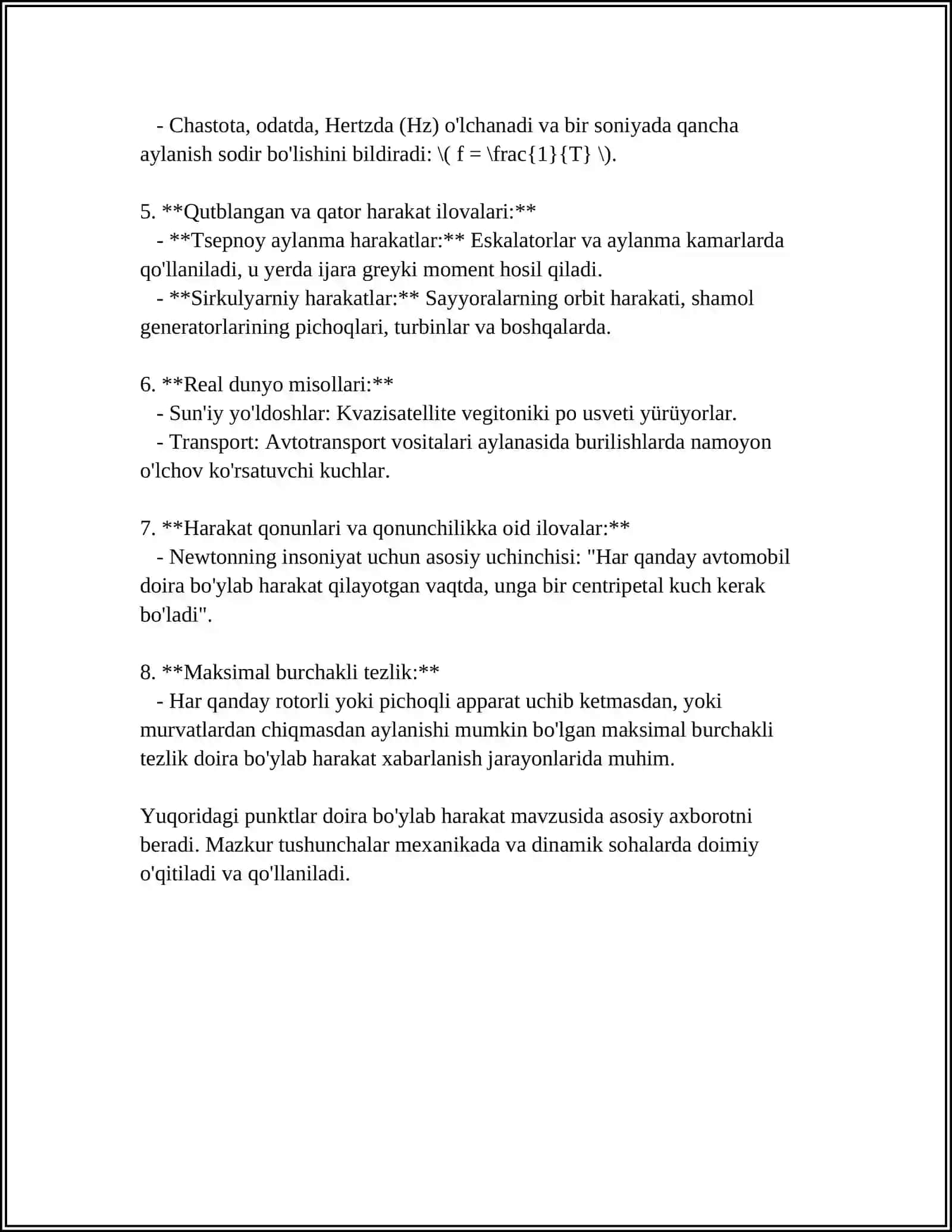 AYLANMA XARAKAT KINEMATIKASI 4