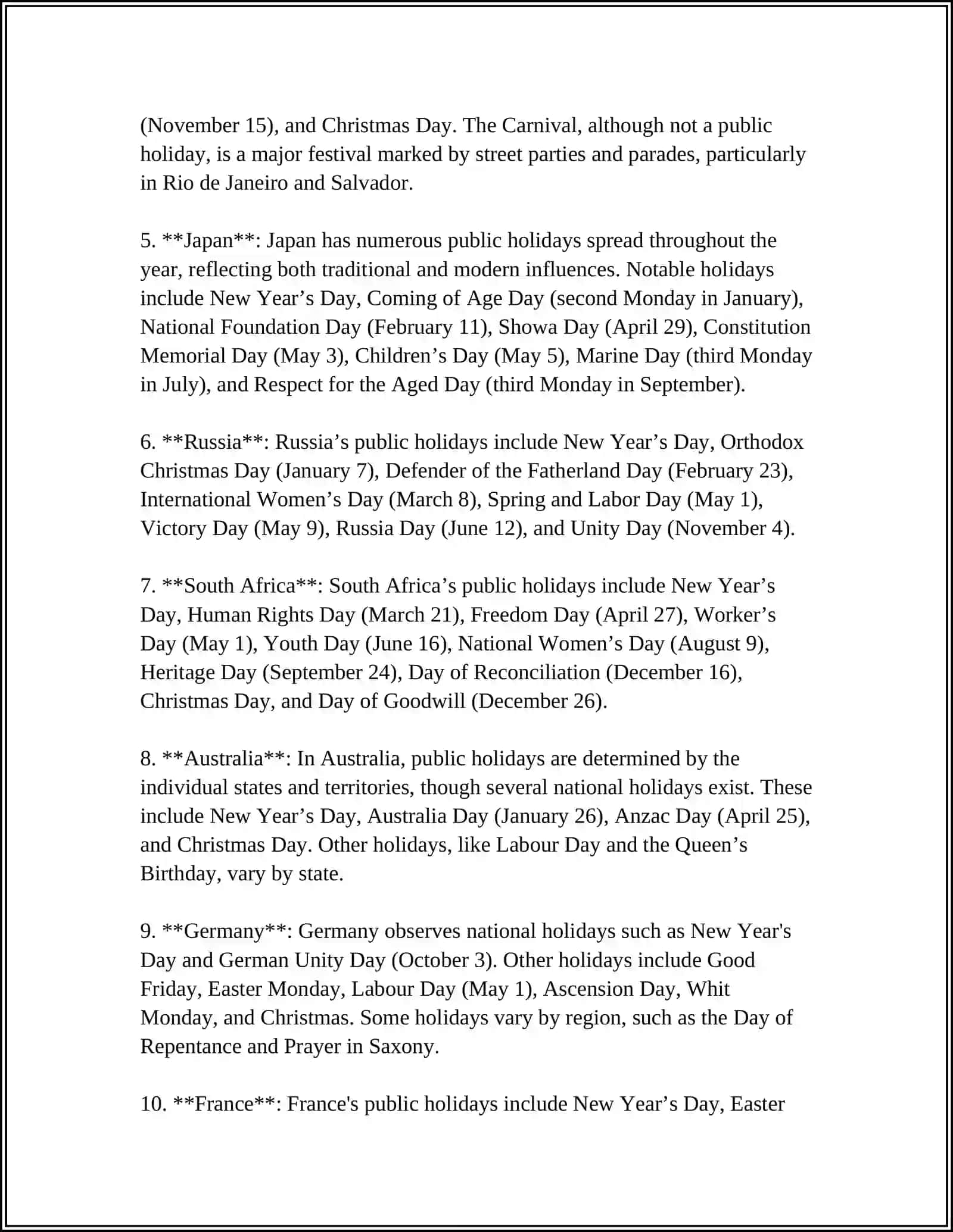 Holidays Public Holidays Around the World 4
