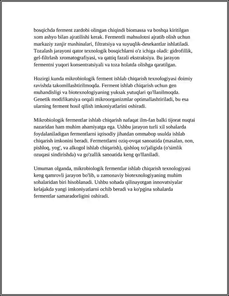 MIKROBIOLOGIK FERMENTLAR ISHLAB CHIQARISH 4