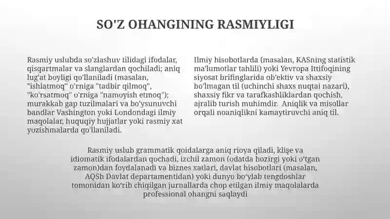 Rasmiy uslubning xususiyatlari 4