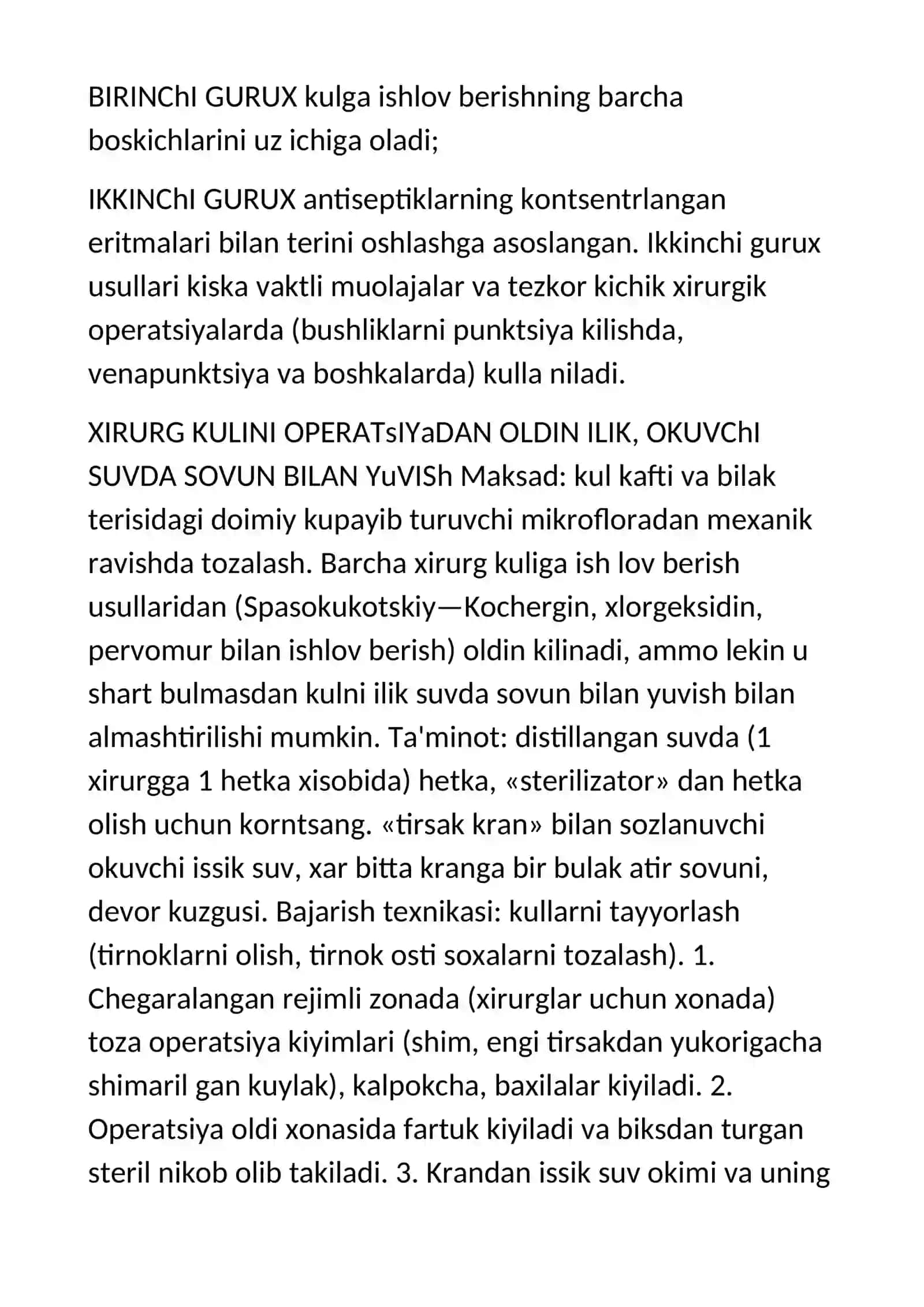 SHIFOKOR QO’LINI OPERATsIYaGA TAYYoRLASh 4