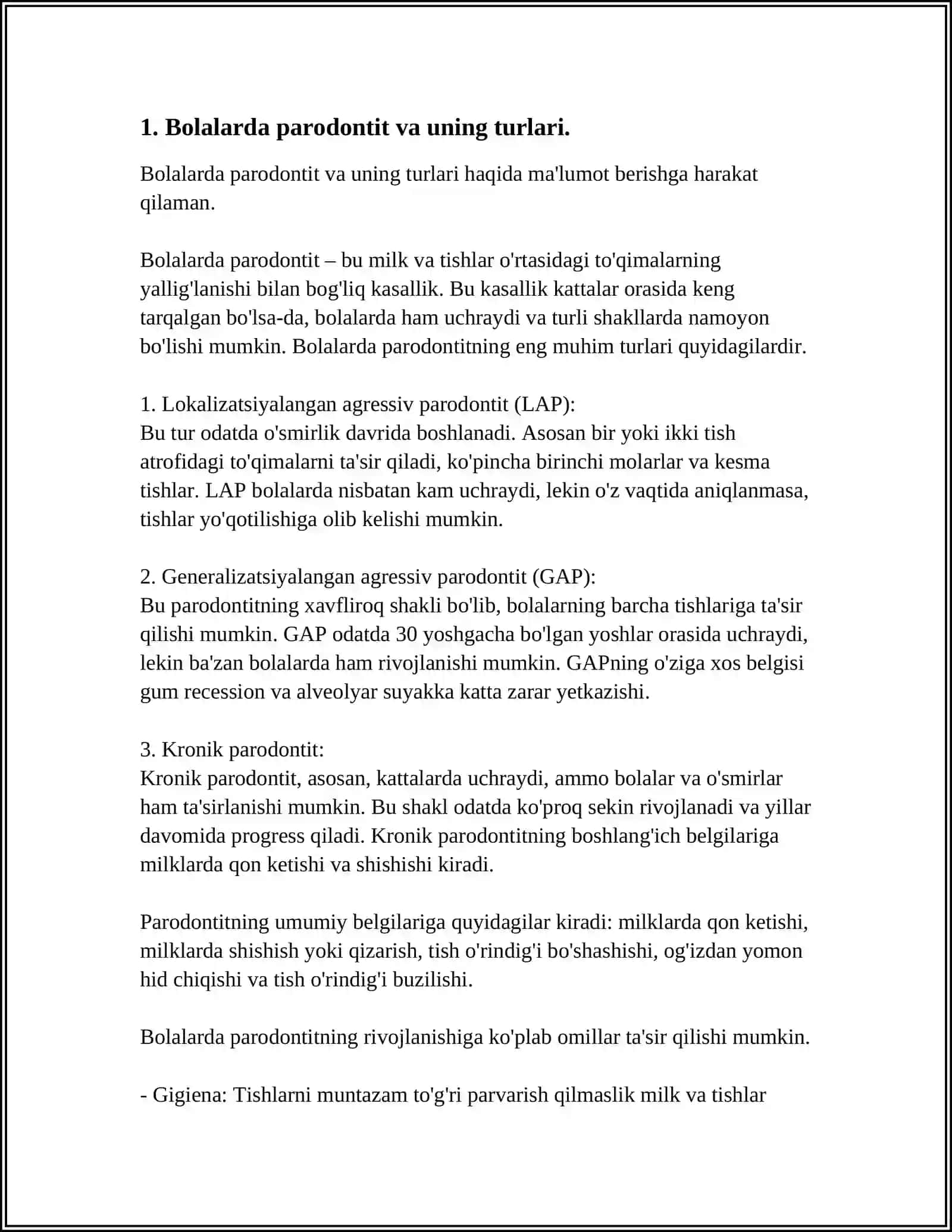 BOLALARDA PARODONT KASALLIKLARINI DAVOLASH 4