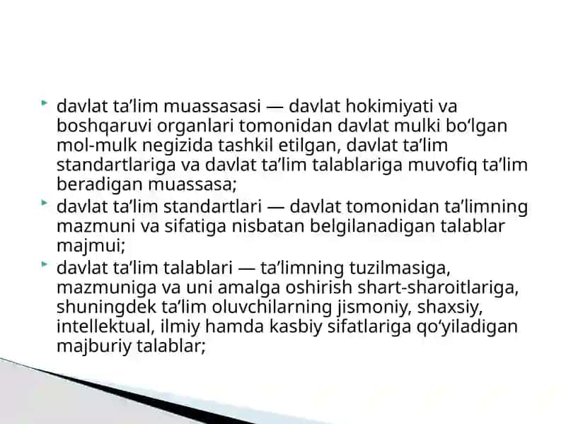 O‘ZBEKISTON RESPUBLIKASINING QONUNI TA’LIM TO‘G‘RISIDA 4
