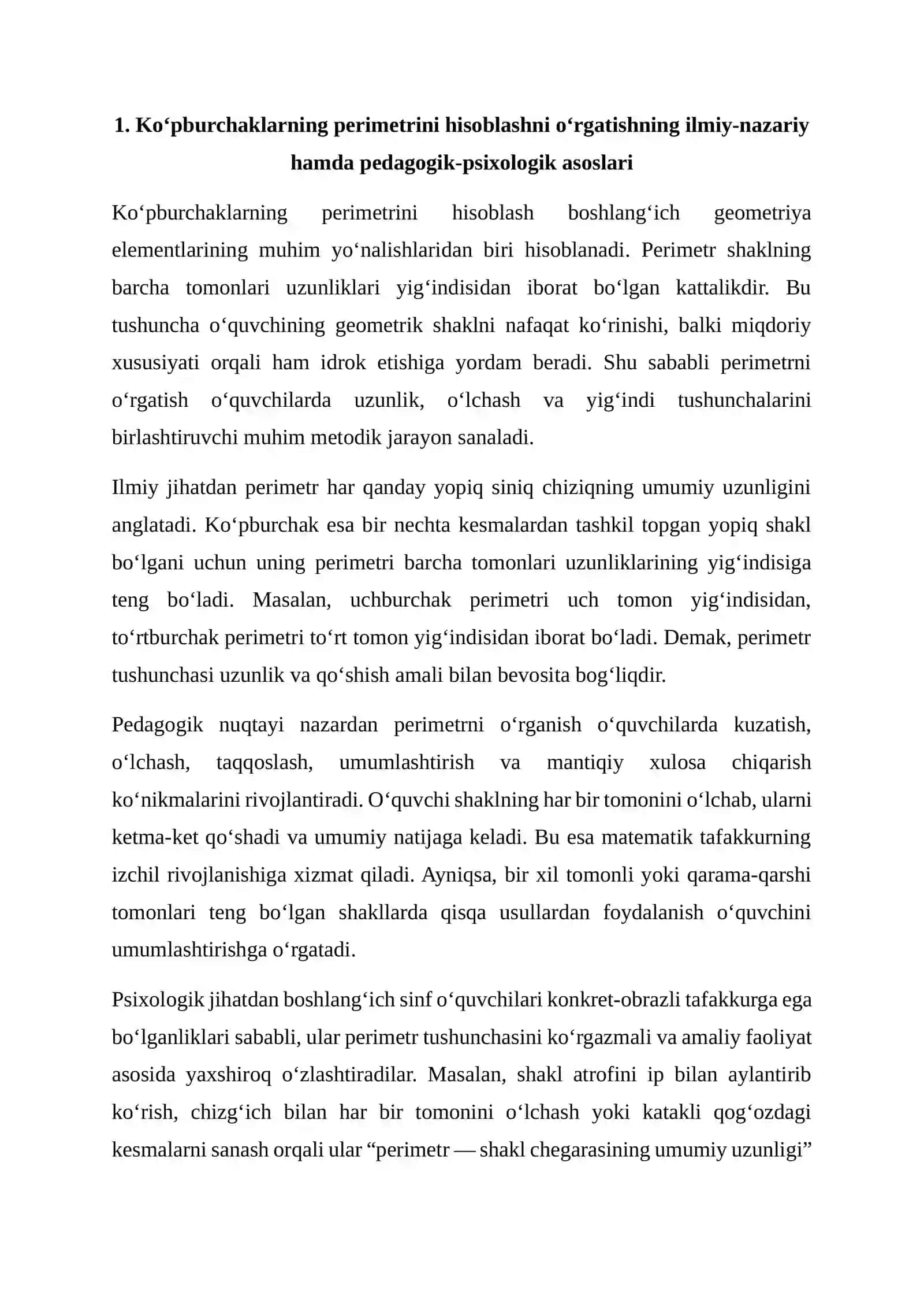 Ko‘pburchaklarning perimetrini hisoblash metodikasi 4