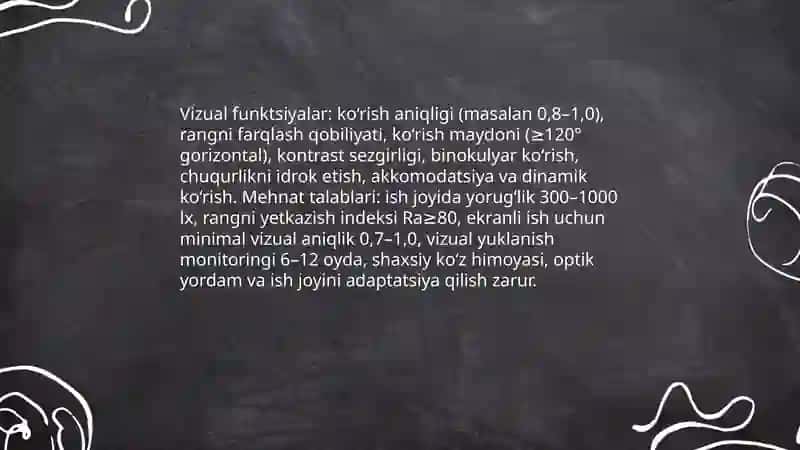Mehniyat faoliyatida sensomotorik talablar 4